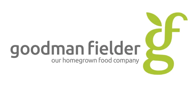 Goodman Fielder logo with the text 'goodman fielder' and slogan 'our homegrown food company' alongside a stylized green 'gf' leaf design.